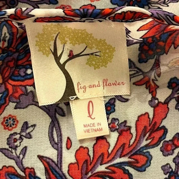 Fig & Flower Womens Multicolor Floral Tunic Polyester Long Sleeve‎ Shift Dress L - Picture 6 of 7